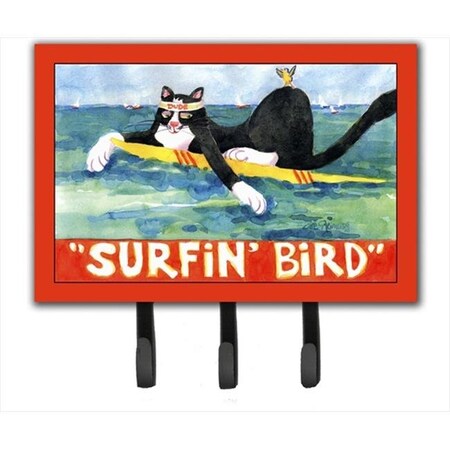 Carolines Treasures Carolines Treasures 6051TH68 Black and white Cat Surfin Bird Leash Holder or Key Hook 6051TH68